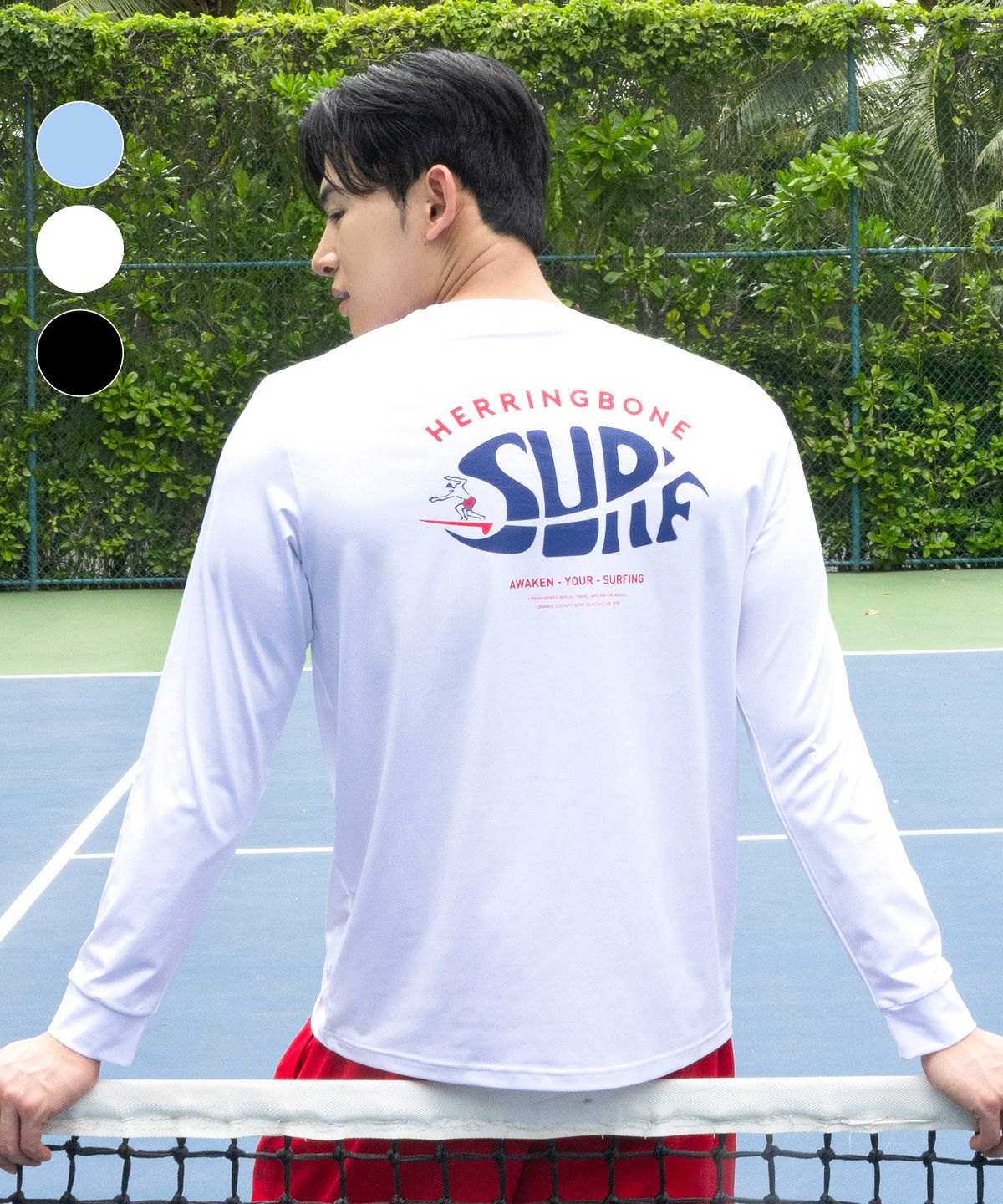 헤링본(HERRINGBONE) 남자 세미 루즈핏 롱슬리브 빅사이즈 래쉬가드 (WHITE) / RI381M