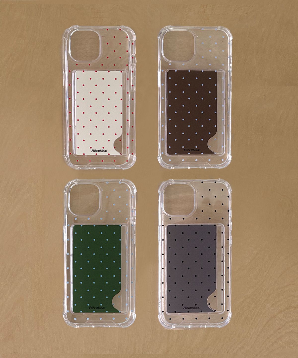 필위드러브(FILLWITHLOVE) 카드수납 젤리 폰케이스 - mini dot ver.2