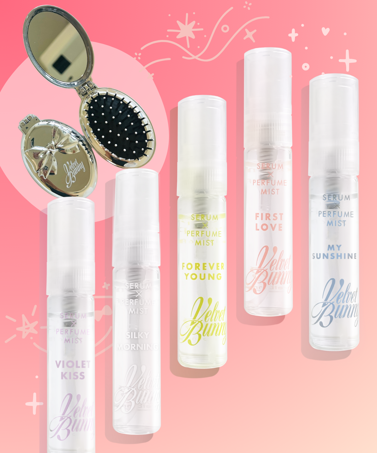 벨벳바니(VELVETBUNNY) [바니입덕]스킨퍼퓸 5ml 5종&벨벳뷰(빗거울)set