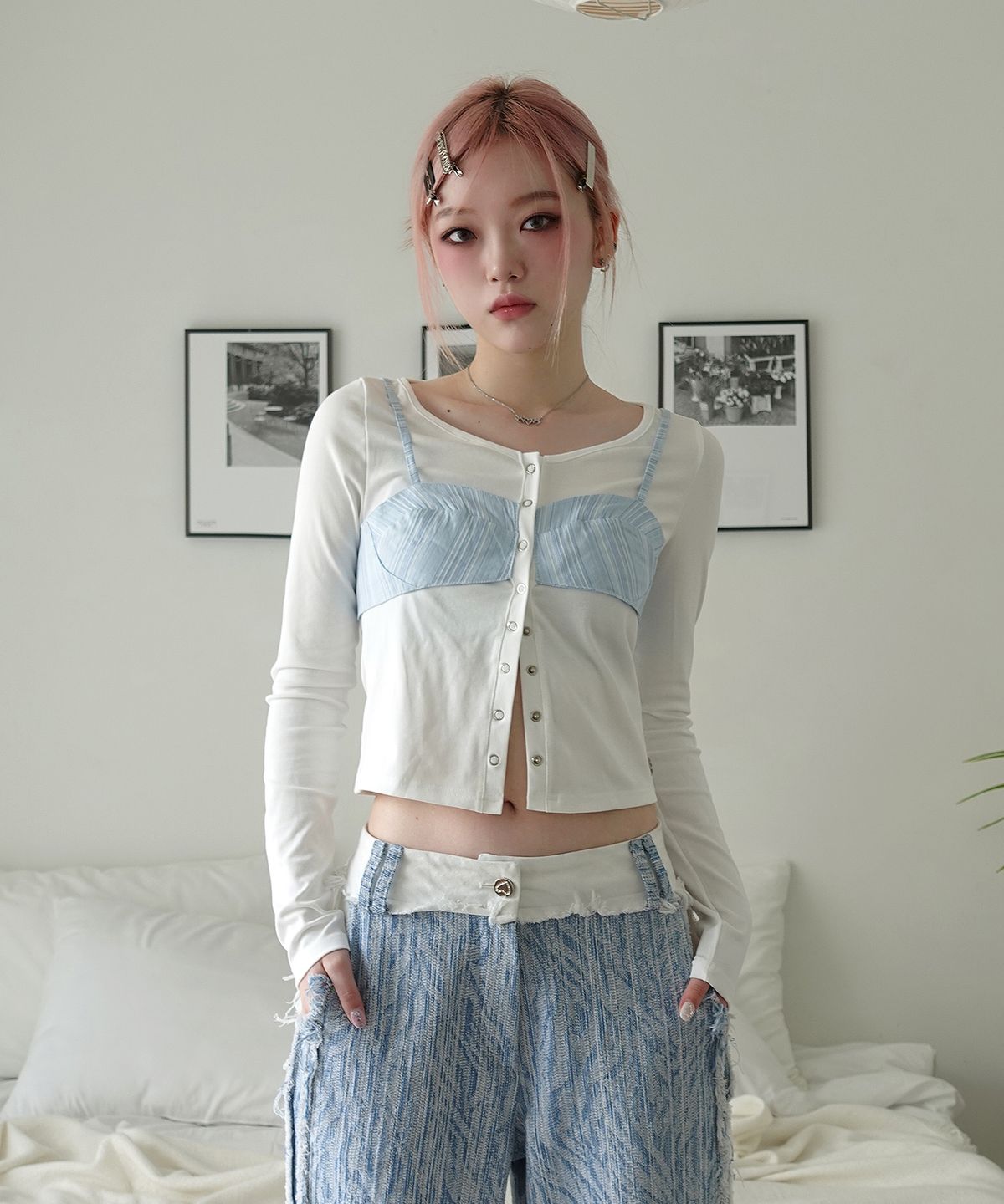 체리퀴리(CHERRYQUIRI) eyelet bustier cd - ivory