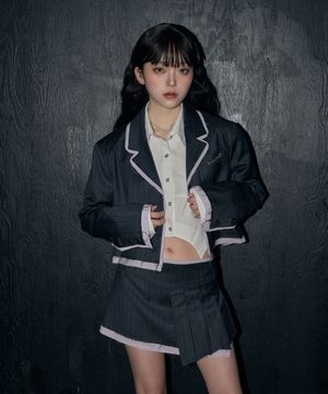 stripe crop jk - charcoal