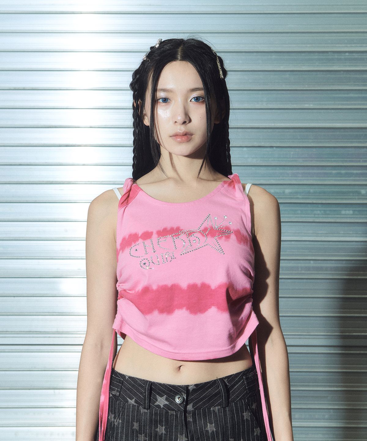 체리퀴리(CHERRYQUIRI) gem stone shirring top - pink