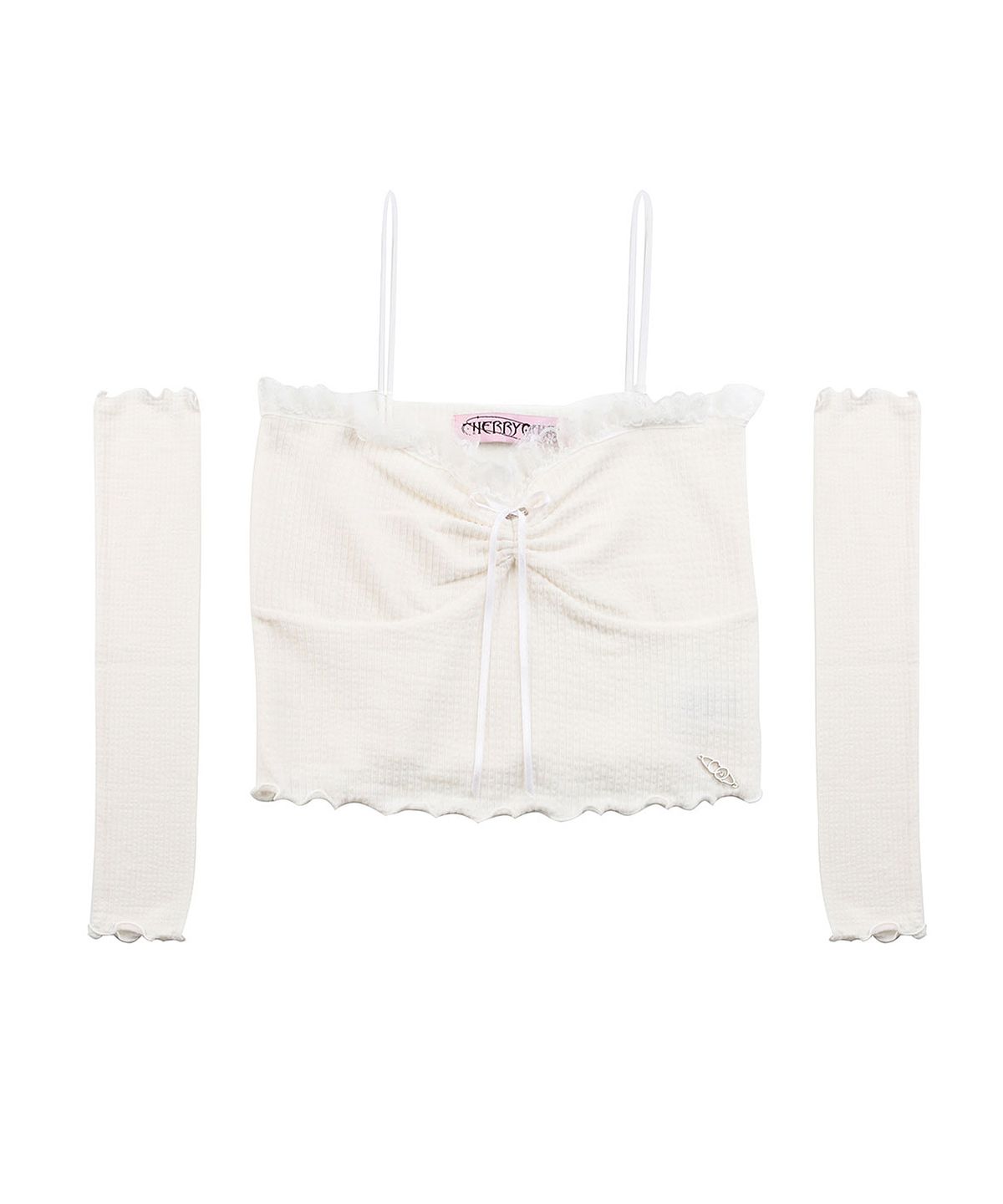 체리퀴리(CHERRYQUIRI) lace top warmer set - ivory