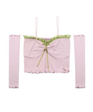 lace top warmer set - pink