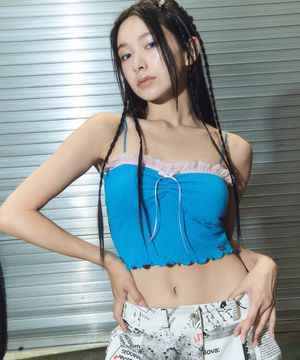 lace top warmer set - blue