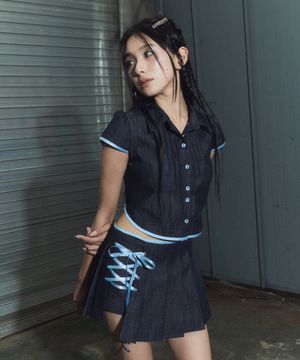 denim eyelet bl - deep blue