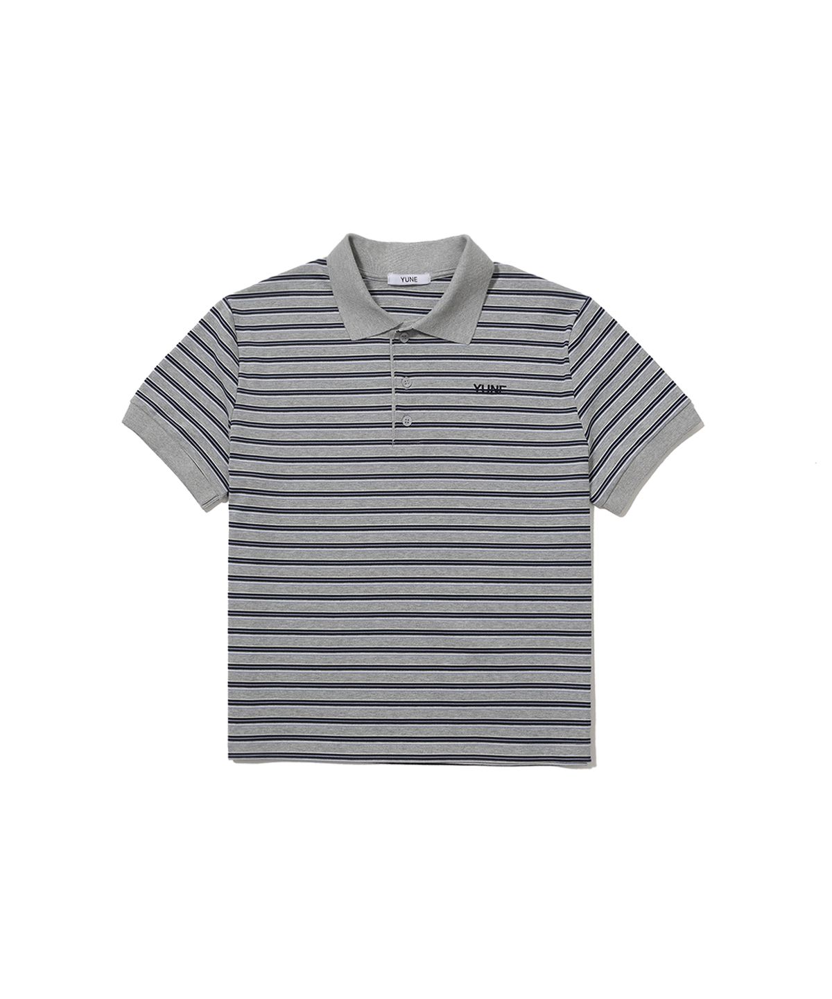 유네(YUNE) Shift Stripe PK Shirt_[Gray]
