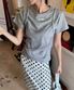 BUSTIER LAYERED T-SHIRT_GREY