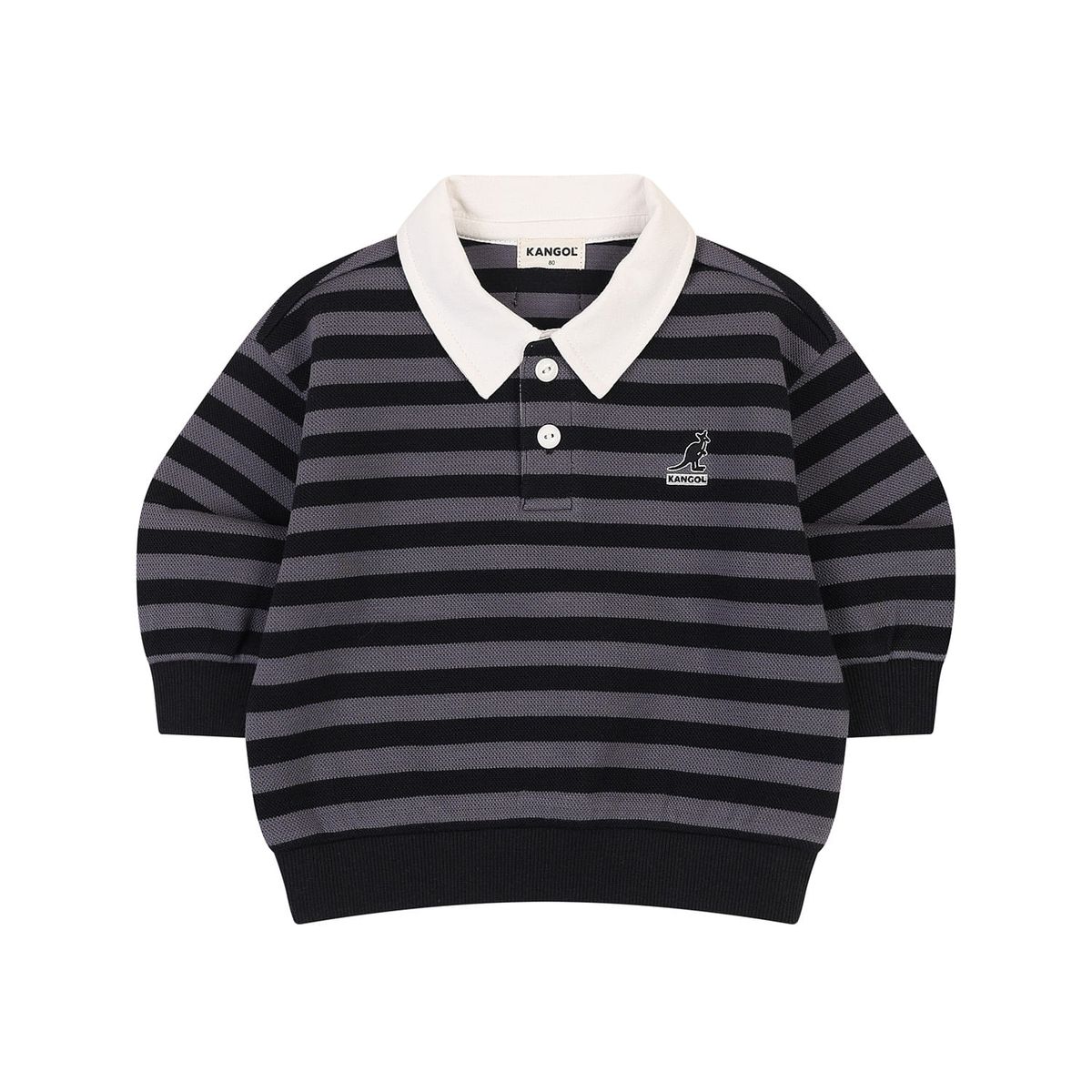 캉골키즈(KANGOL KIDS) [베이비] 스트라이프 카라 티셔츠 RC 0962 그레이