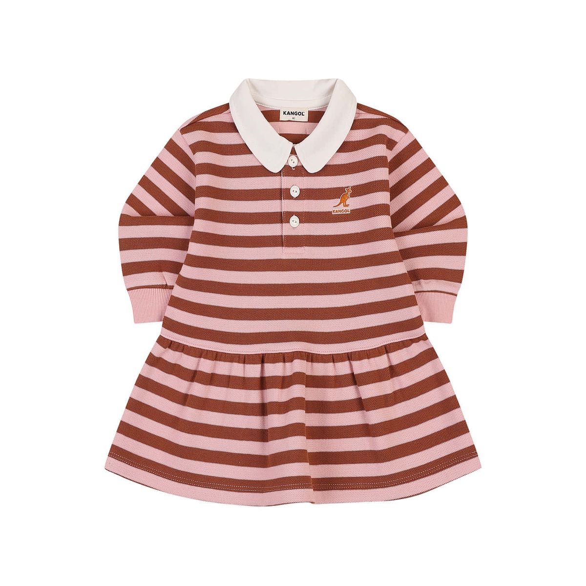 캉골키즈(KANGOL KIDS) [베이비] 져지 스트라이프 카라 원피스 RC 2962 핑크