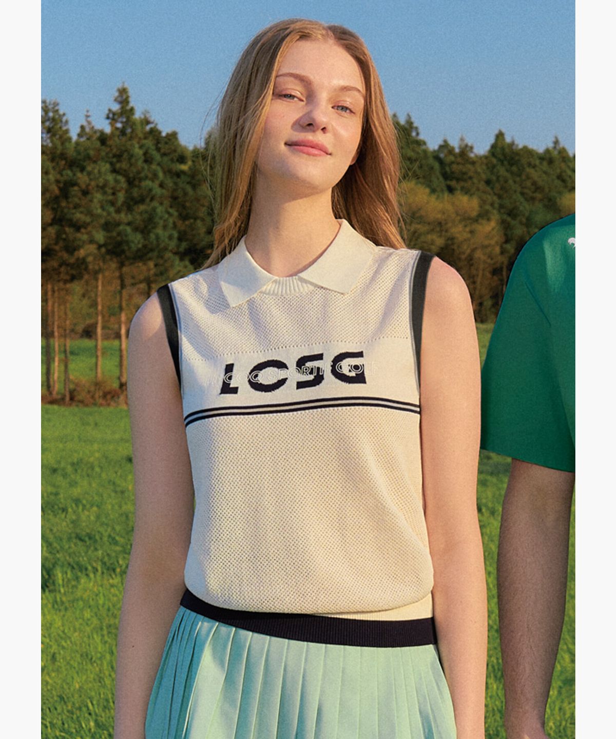 르꼬끄 골프(LECOQ GOLF) 여성 트리코트 스웨터 슬리브리스 스웨터 (GQ322LKV71)
