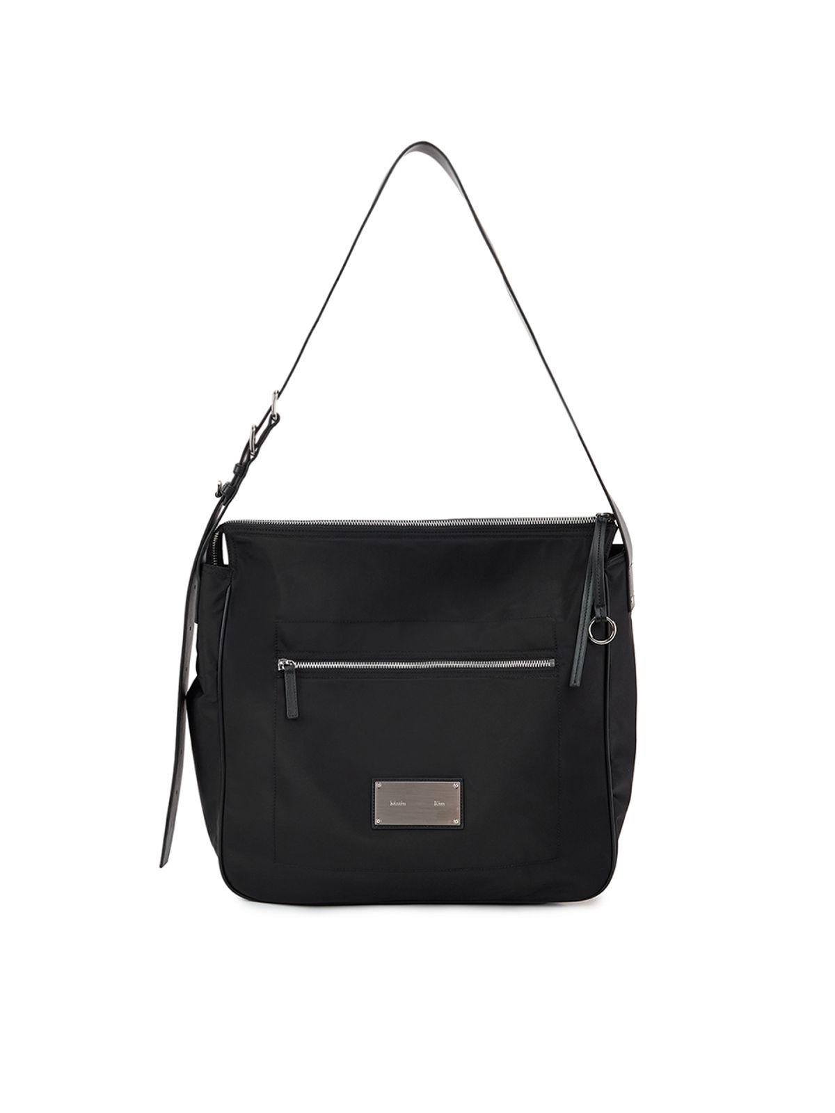 마뗑킴(MATIN KIM) EMBOSSED LOGO FABRIC SHOULDER BAG IN BLACK
