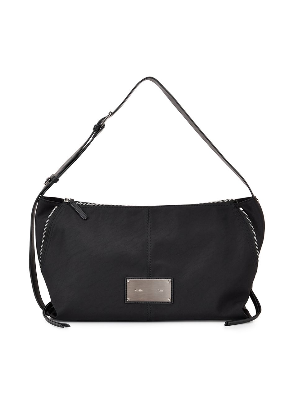 MUSINSA | MATIN KIM SIDE ZIPPER FABRIC SHOULDER BAG IN BLACK