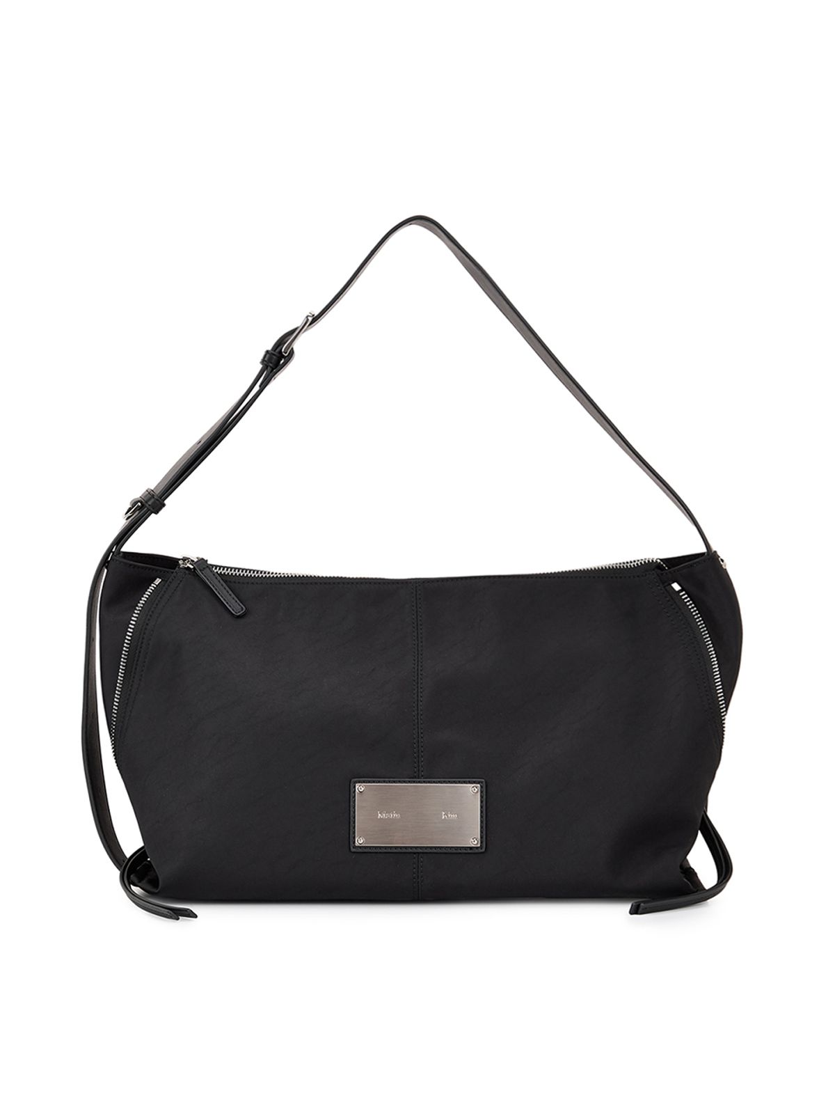 마뗑킴(MATIN KIM) SIDE ZIPPER FABRIC SHOULDER BAG IN BLACK