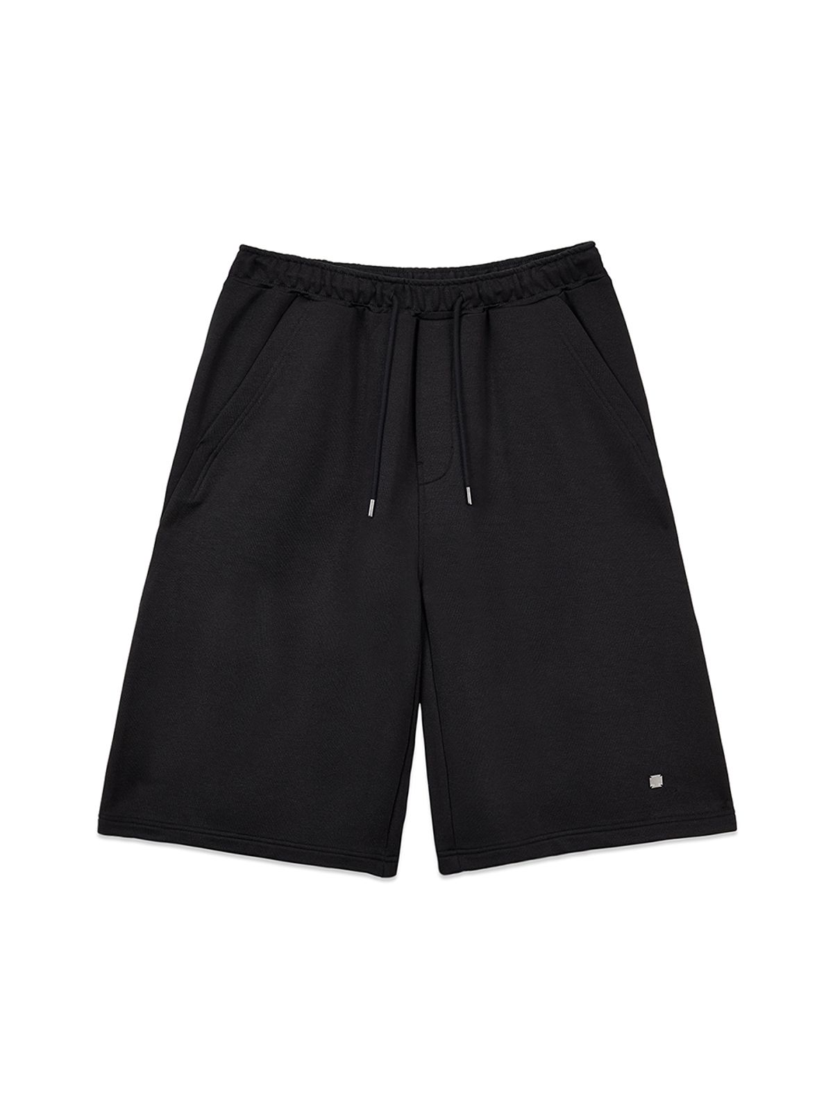 마뗑킴(MATIN KIM) BACK POCKET GLITTER BERMUDA SWEATPANTS FOR MEN IN BLACK
