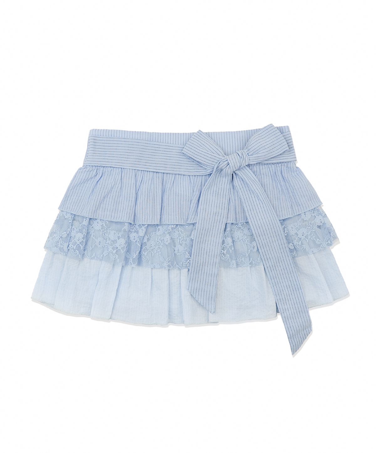 서울리(SEOULI) SASHA LAYERED MINI SKIRT [SEA SALT STRIPE]