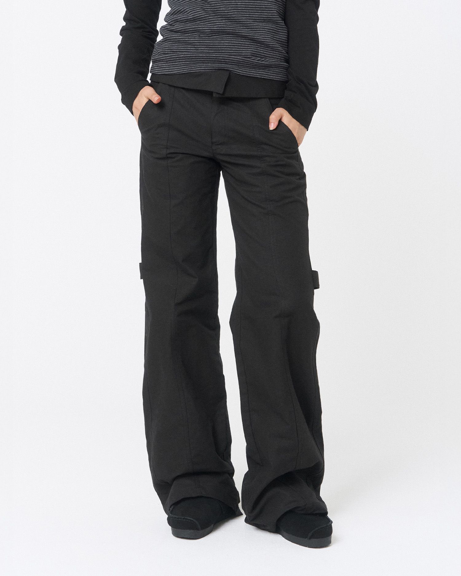 Miseki Seoul pants パンツ　ブラック MUSINSA公式 | MISEKI SEOUL belted folding wide pants BLACK