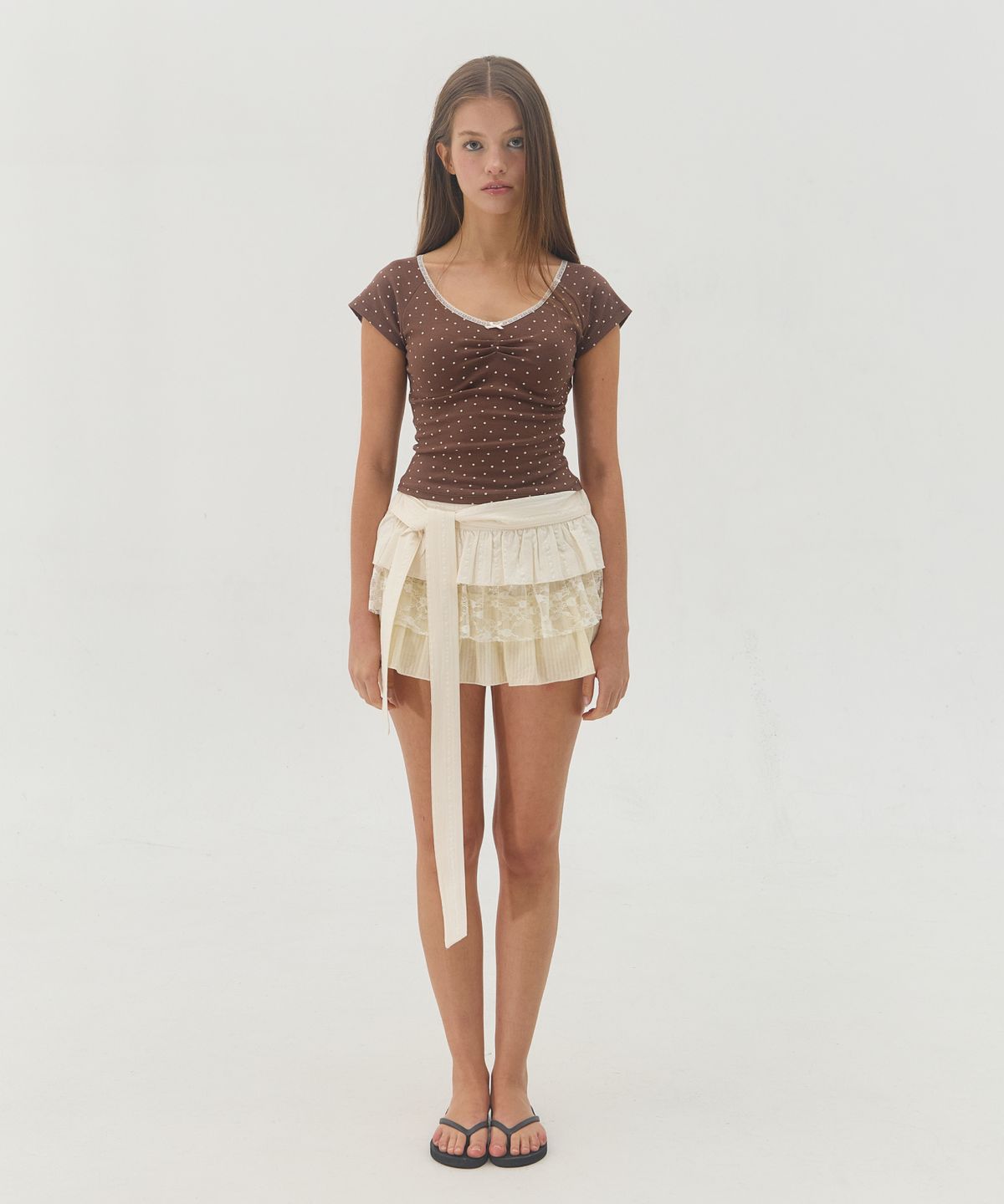 서울리(SEOULI) SASHA LAYERED MINI SKIRT [LEMON]