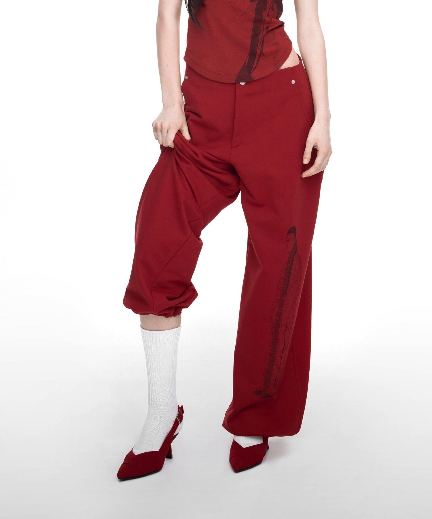 [NACHE] DRAWING SWEAT PANTS /追跡付 MUSINSA公式 | NACHE DRAWING SWEAT PANTS (UNISEX) RED