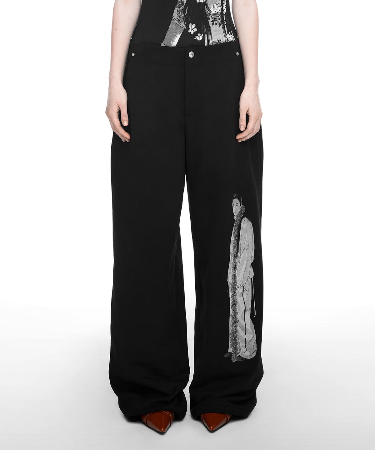 나체(NACHE) DRAWING SWEAT PANTS (UNISEX) BLACK