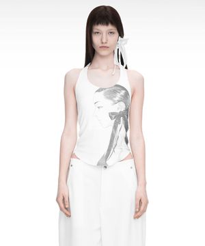 DRAWING HALTER SLEEVELESS IVORY