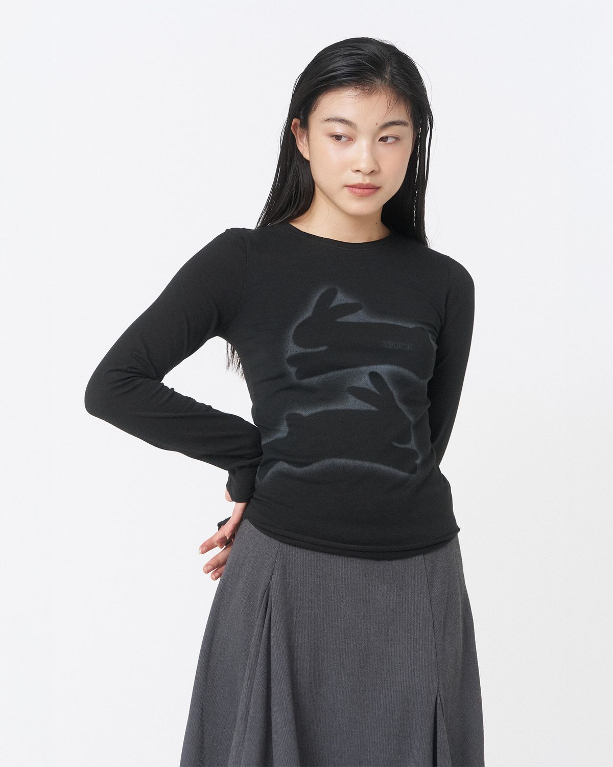 미세키서울(MISEKI SEOUL) Twin rabbit long sleeves BLACK
