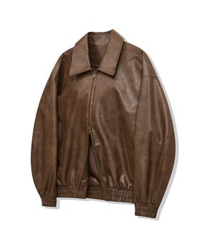87-STAN009 [리뉴얼] 스탠다드 블루종 레더 자켓 빈티지 브라운