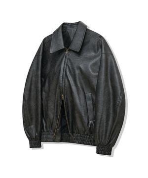 87-STAN009 [리뉴얼] 스탠다드 블루종 레더 자켓 빈티지 블랙