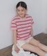 Multi stripe cotton t-shirt_Pink