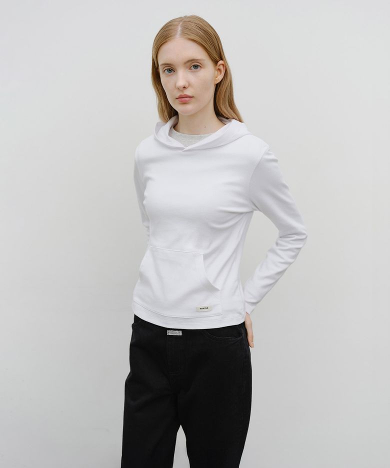 W BASIC HOODIE LONG SLEEVE white