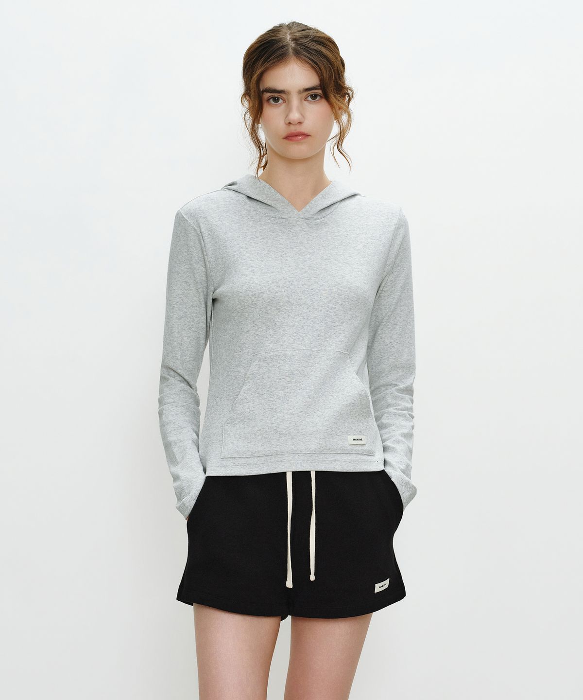 마리떼 프랑소와 저버(MARITHÉ + FRANҪOIS GIRBAUD) W BASIC HOODIE LONG SLEEVE light heather gray