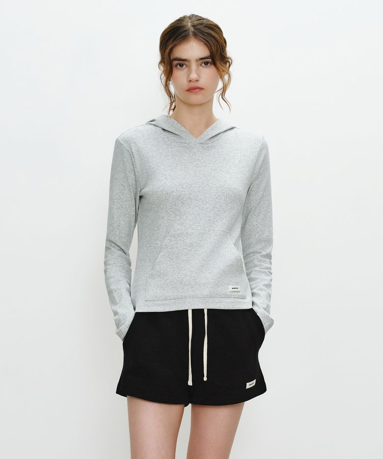 W BASIC HOODIE LONG SLEEVE light heather gray