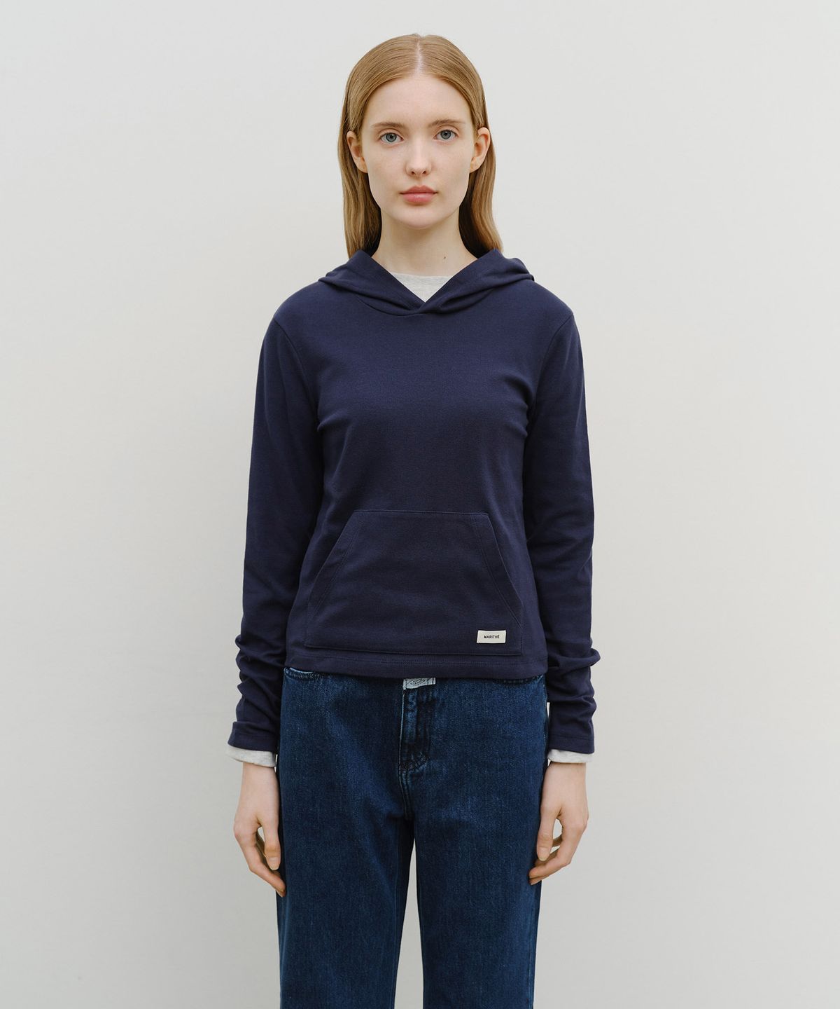 마리떼 프랑소와 저버(MARITHÉ + FRANҪOIS GIRBAUD) W BASIC HOODIE LONG SLEEVE navy