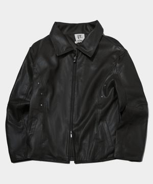 프린세스 리벳 디테일 커브 라인 투웨이 레더 자켓 _2_COLOR