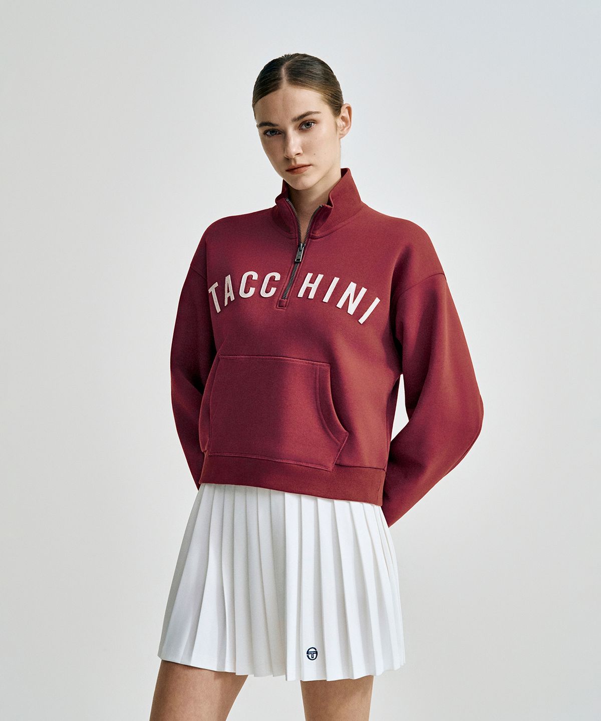 세르지오 타키니(SERGIO TACCHINI) W 쿠쉬라이트 프렌치 크롭 하프집 (D.Burgundy)