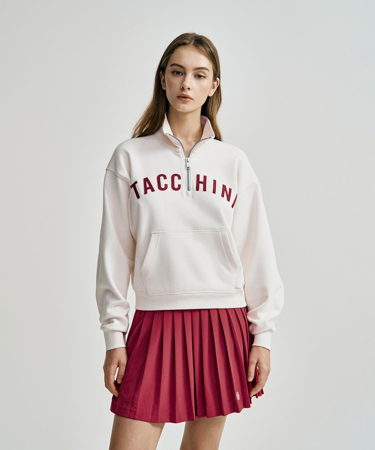 세르지오 타키니(SERGIO TACCHINI) W 쿠쉬라이트 프렌치 크롭 하프집 (Ivory)