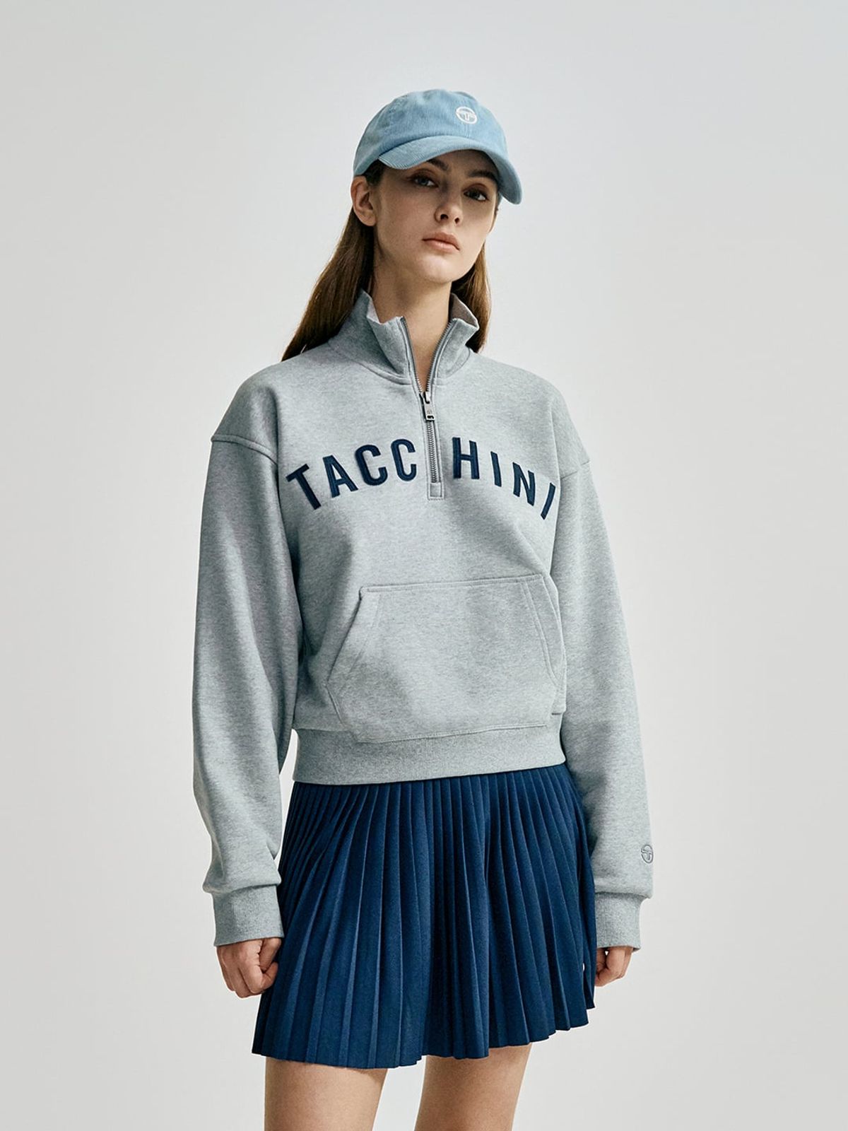 세르지오 타키니(SERGIO TACCHINI) W 쿠쉬라이트 프렌치 크롭 하프집 (Melange Grey)
