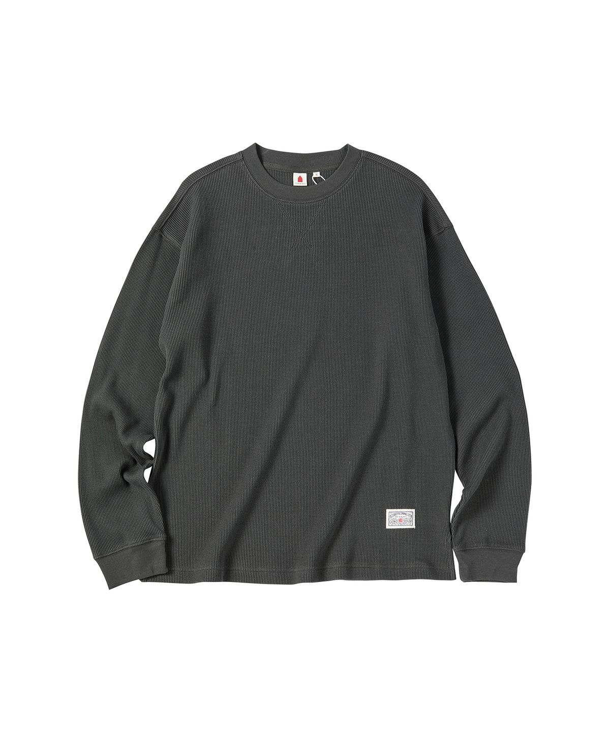 꼬모니노즈(COMONINOZ) WAFFLE LONG SLEEVES T-SHIRT [CHARCOAL]