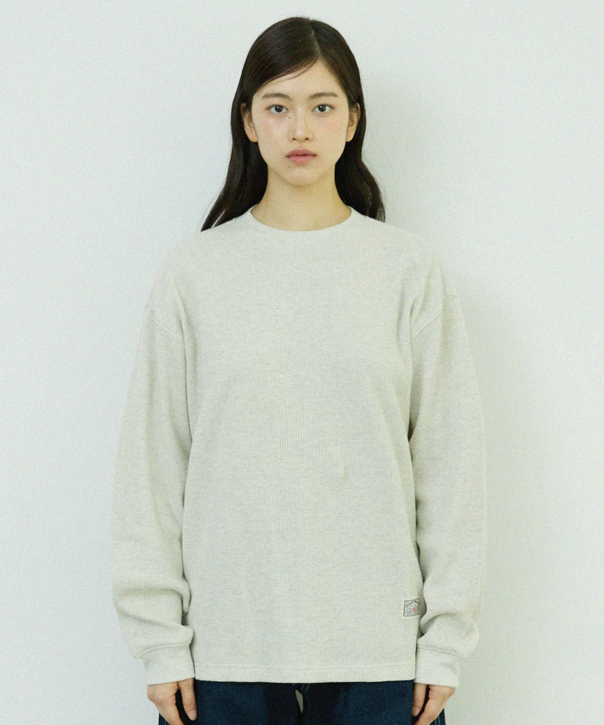 꼬모니노즈(COMONINOZ) WAFFLE LONG SLEEVES T-SHIRT [OATMEAL]