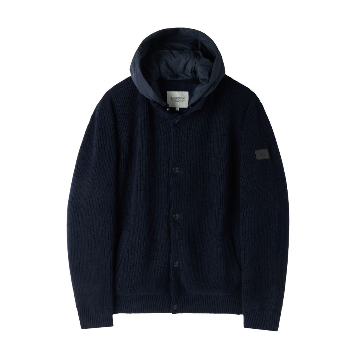 브롬톤 런던(BROMPTON LONDON) HOOD HYBRID CARDIGAN - NAVY (P254UCD432)