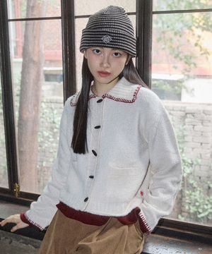 W BOUCLE SWEATER CARDIGAN [IVORY]