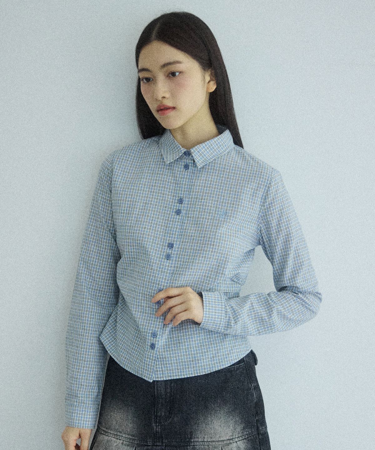 꼬모니노즈(COMONINOZ) W DOUBLE BUTTON SHIRT [SKY BLUE]