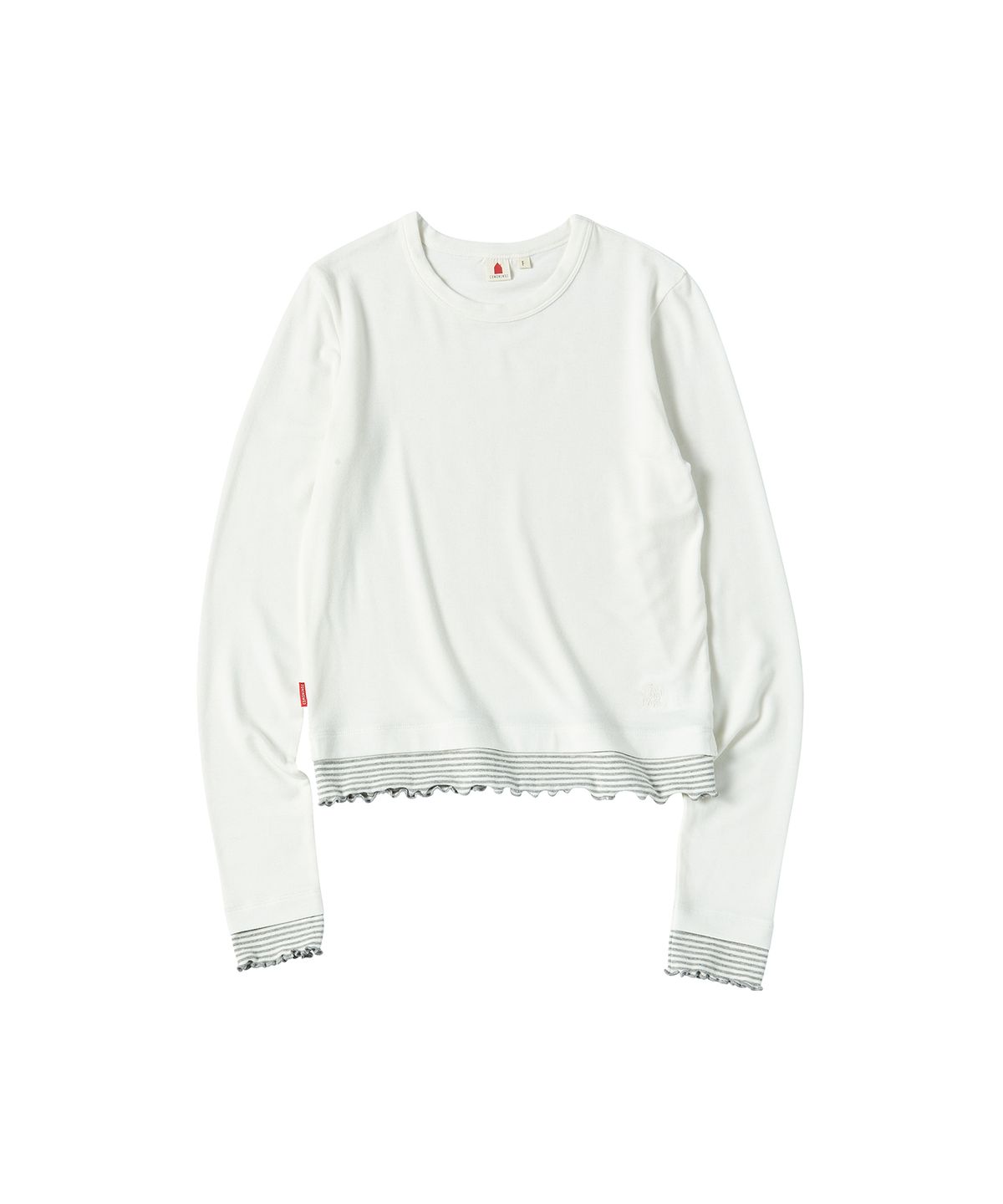 꼬모니노즈(COMONINOZ) W STRIPE LAYERED T-SHIRT [WHITE]