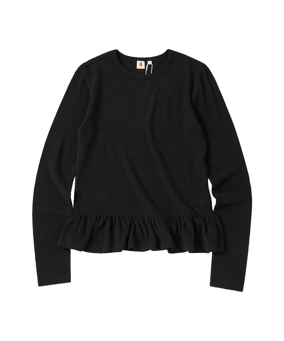 꼬모니노즈(COMONINOZ) W FRILL T-SHIRT [BLACK]