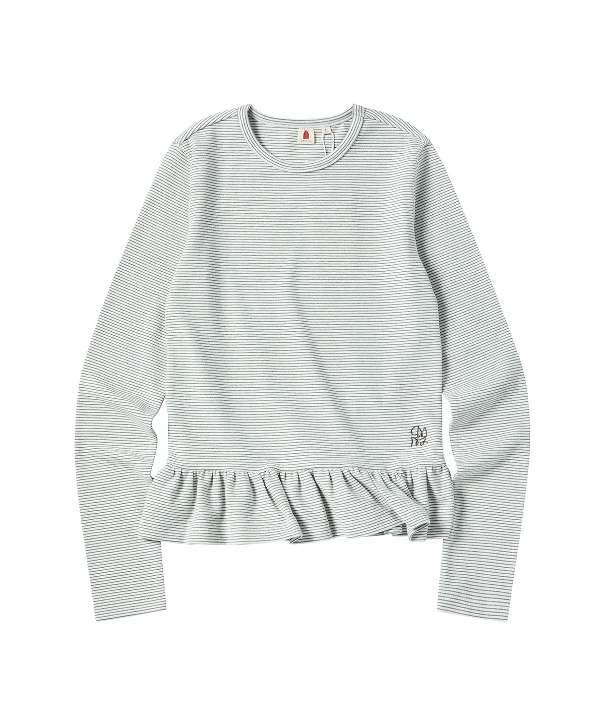 꼬모니노즈(COMONINOZ) W FRILL T-SHIRT [GRAY]