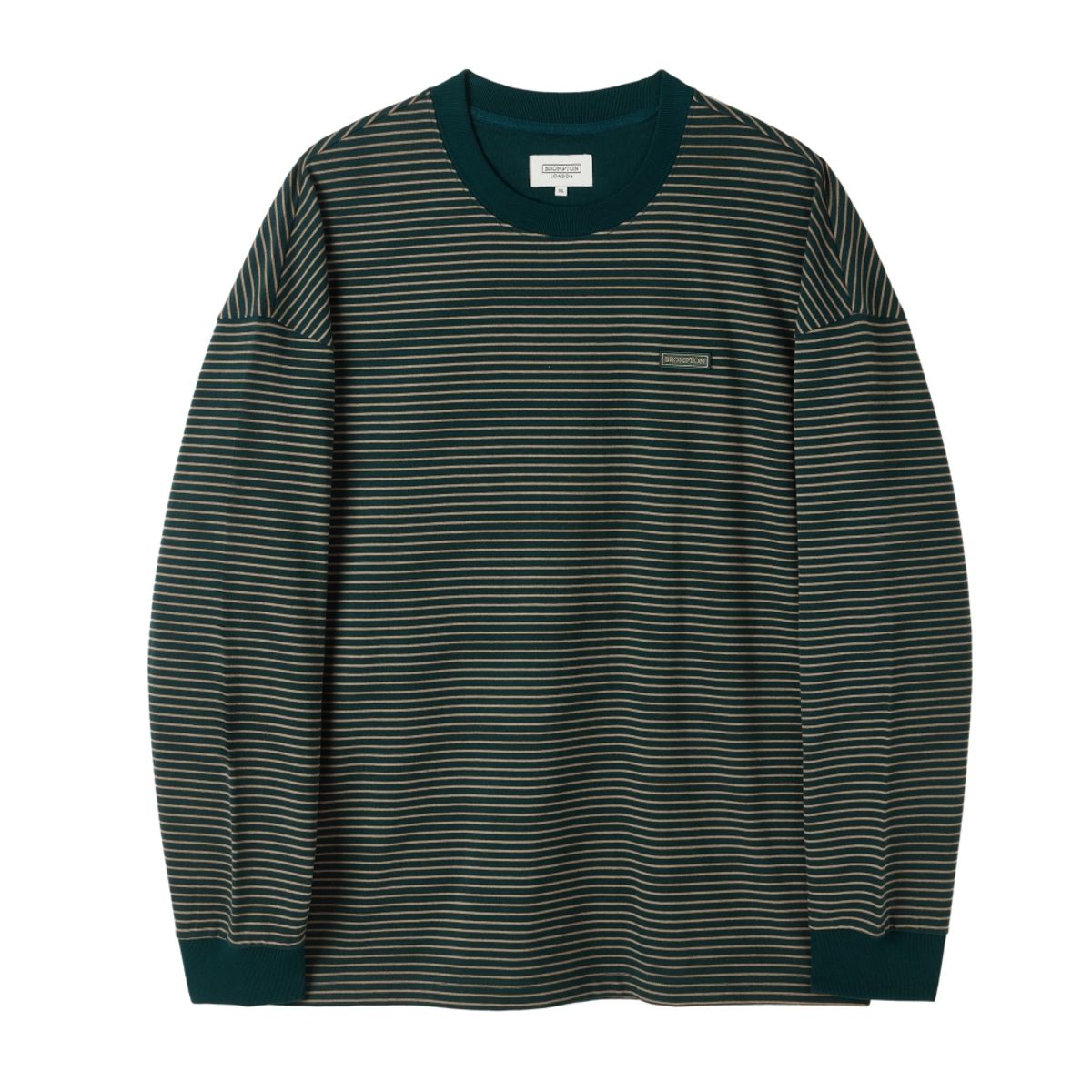 브롬톤 런던(BROMPTON LONDON) STRIPE LONG SLEEVE T-SHIRT - D/GREEN (P253UTS402)