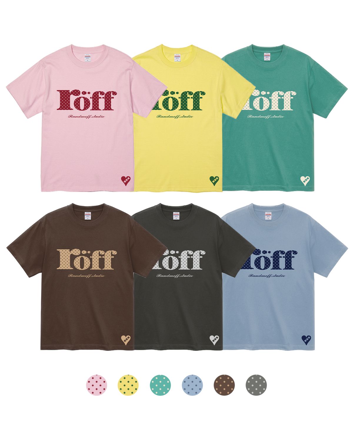 랜덤오프(RANDOMOFF) RÖFF TYPE PLAY DOT T-SHIRT (6color)