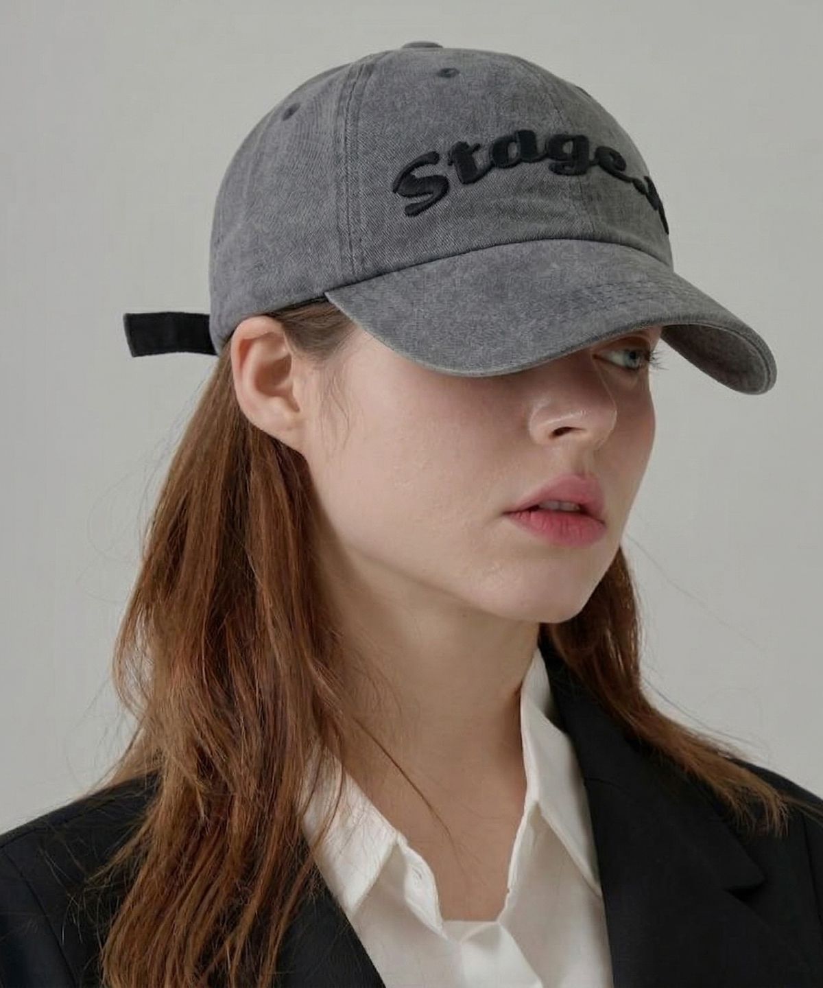 스테이지알(STAGE.R) 볼륨 로고 워싱 볼캡 [피그먼트 그레이]