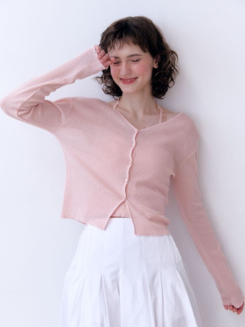 V-Holter Knit Cardigan Set