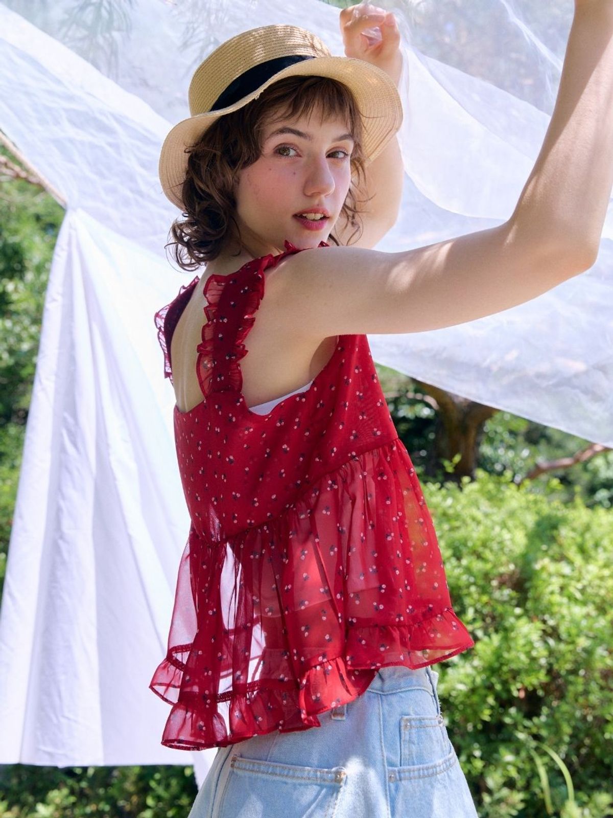 패브릭서울(FABRICSEOUL) cherry lovely ribbon blouse